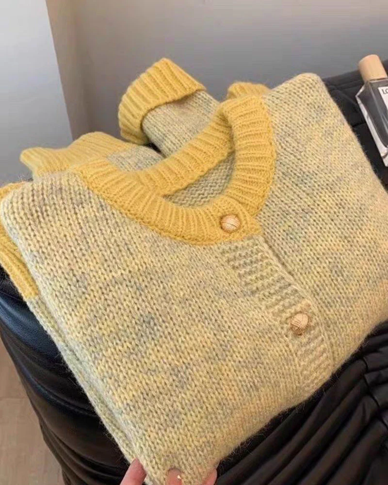 Imelda | Casualowy damski sweter kardigan o luźnym kroju z mieszanką kolorów - Image 12