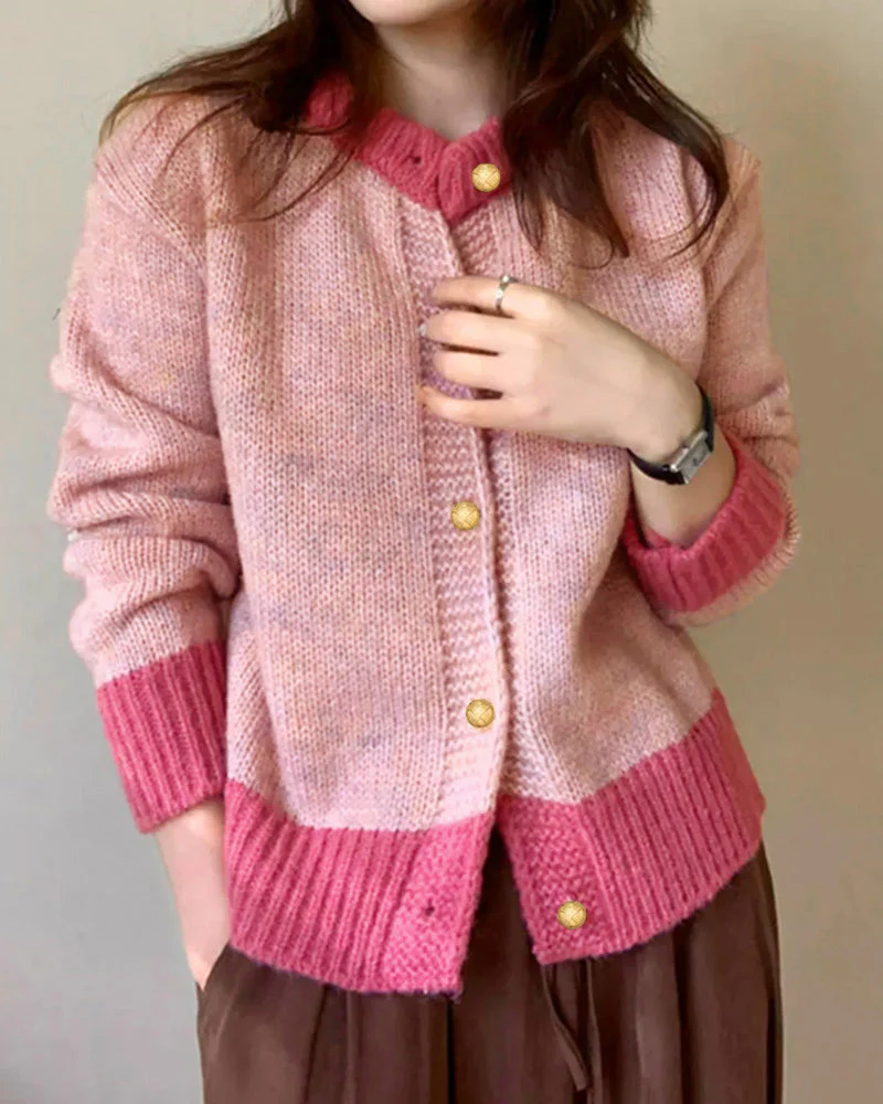 Imelda | Casualowy damski sweter kardigan o luźnym kroju z mieszanką kolorów - Image 2