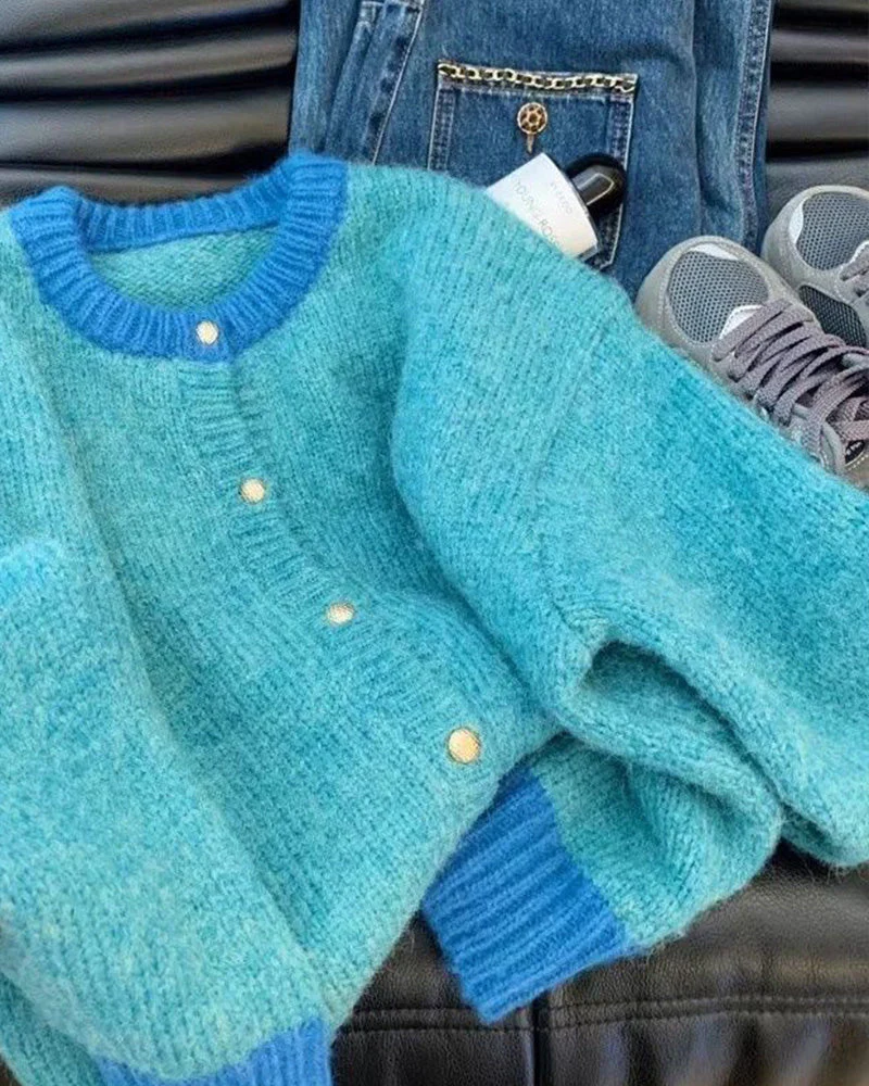 Imelda | Casualowy damski sweter kardigan o luźnym kroju z mieszanką kolorów - Image 4