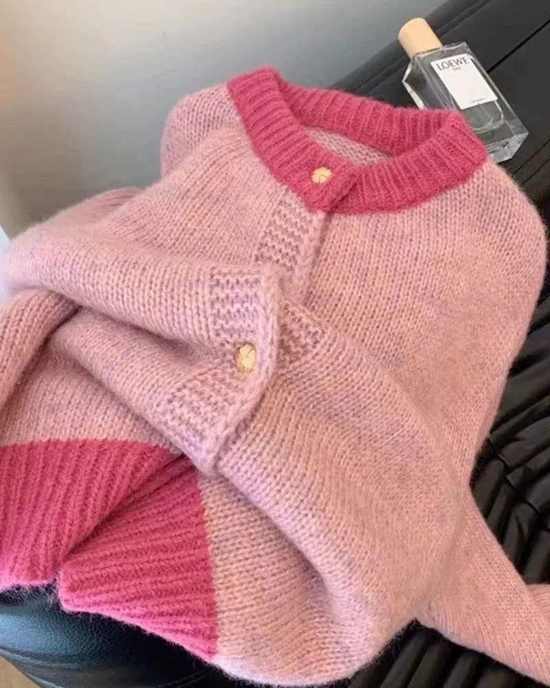 Imelda | Casualowy damski sweter kardigan o luźnym kroju z mieszanką kolorów - Image 5