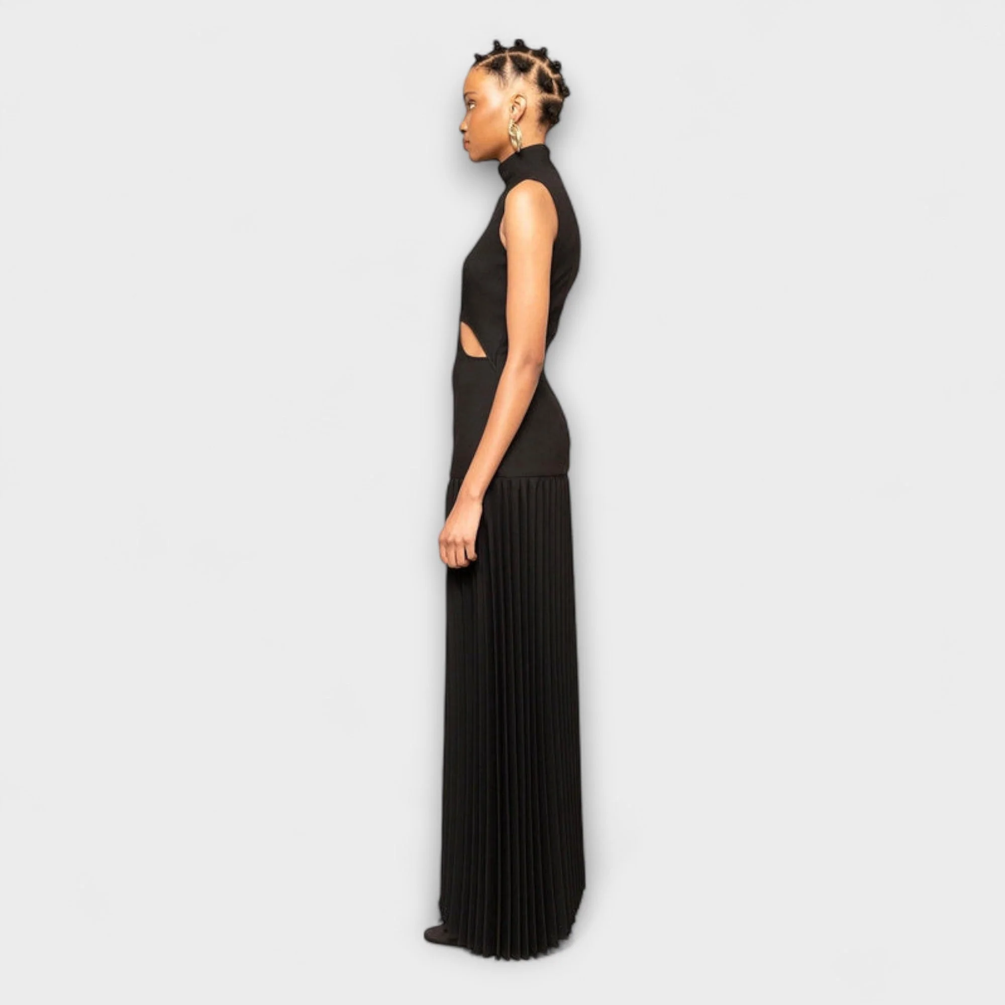 Ingrid | sukienka maxi damska elegancka z wycięciami i plisowanym dołem - Image 2