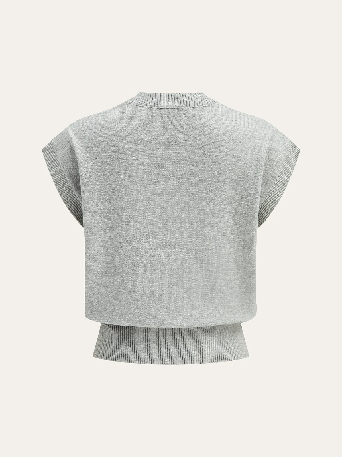 Iona | Damski dzianinowy top z aplikacjami kwiatowymi i krótkimi rękawami typu cap sleeve - Image 2
