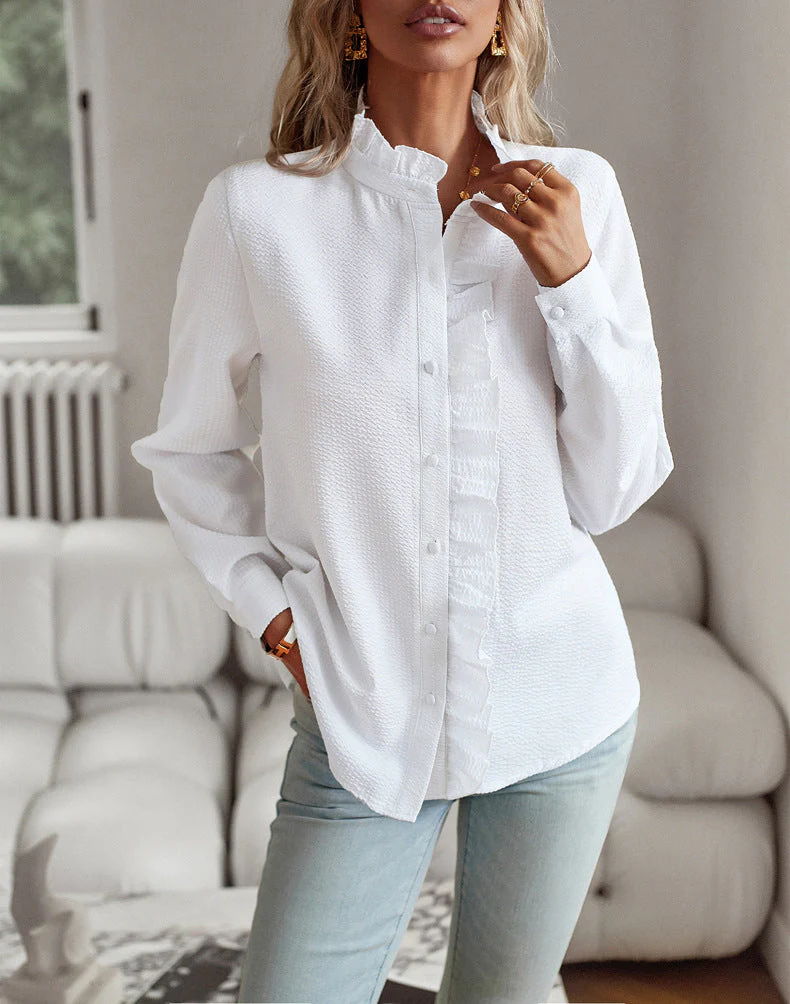Irene | Damska elegancka bluzka z cienkiej tkaniny z falbanami, stylowa lekka - Image 6