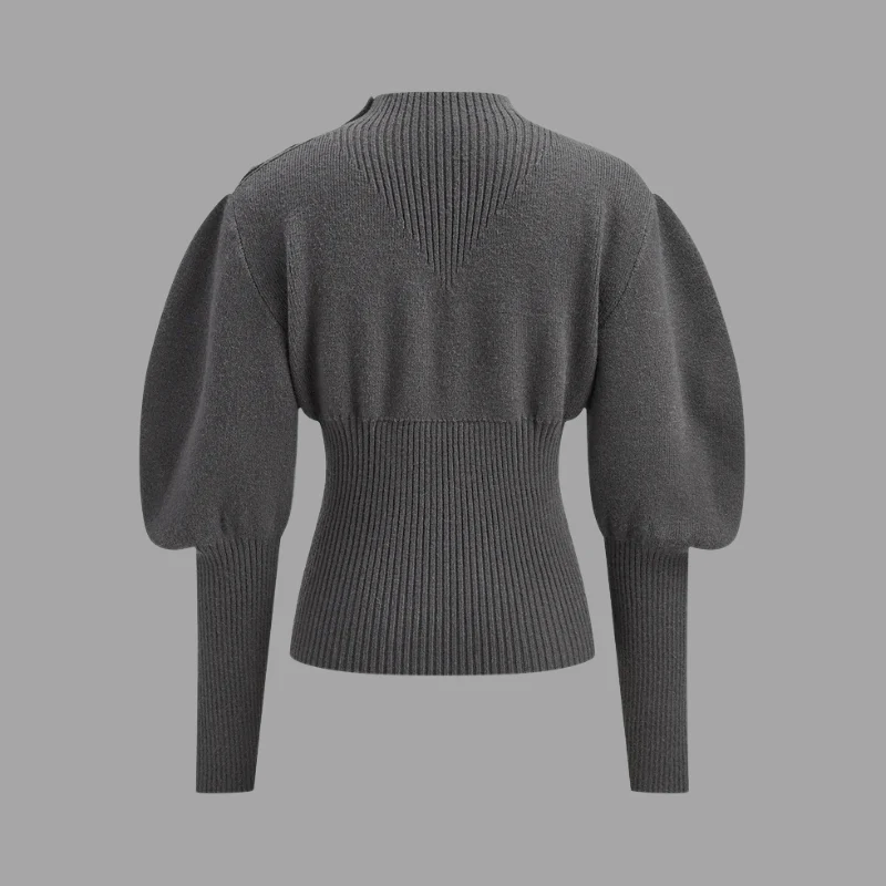 Jack | krótki sweter damski z bufiastymi rękawami, przytulny i wyrazisty krój - Image 5