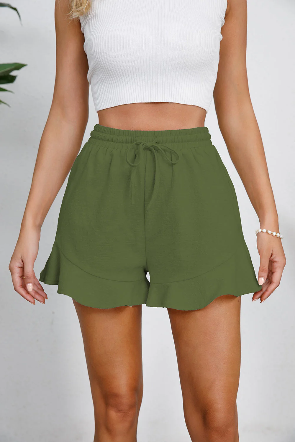 Jade | stylowe szorty damskie z falbanką i sznurkiem - Image 15