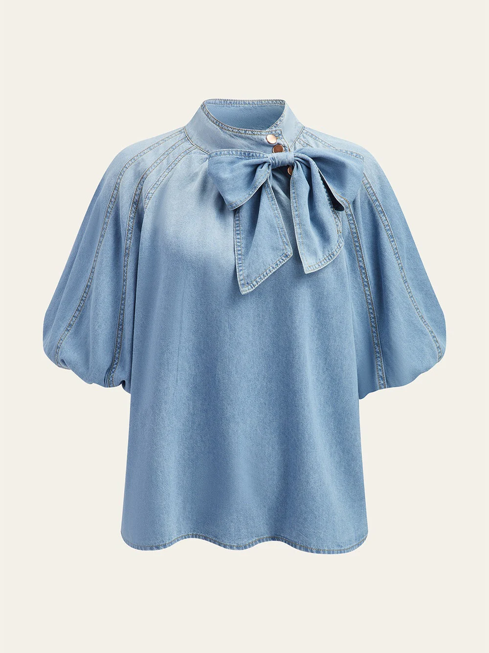 Jaden | Bluzka damska z bufkami i ozdobną kokardą, elegancka kobieca - Image 2