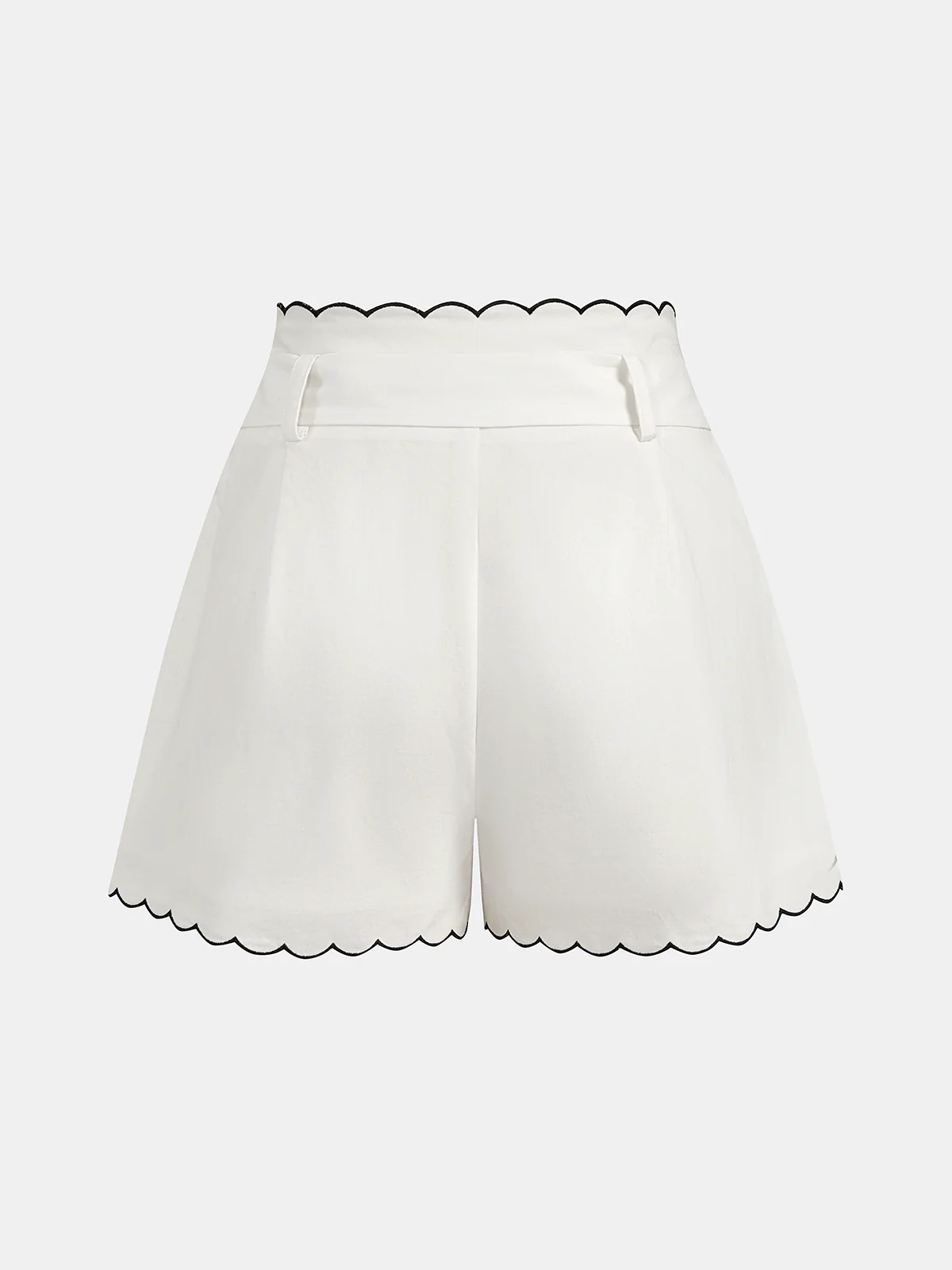 Jane | Bawełniany komplet damski koszula i szorty ze scallop wykończeniem - Image 6