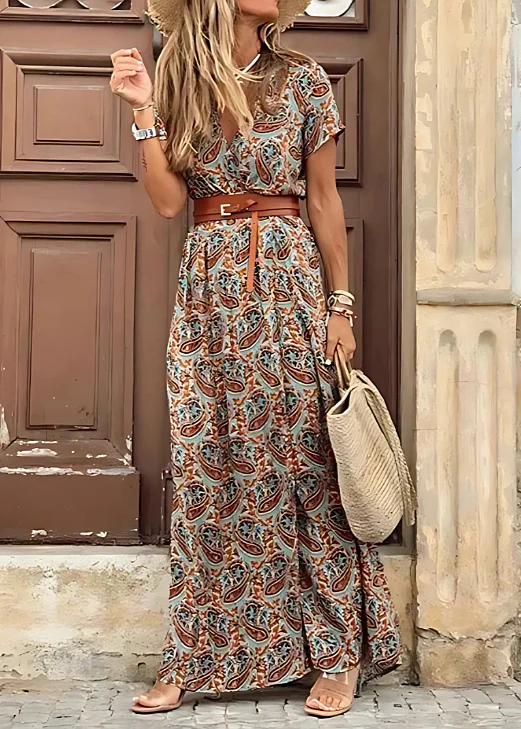 Janie | Sukienka damska maxi w kwiaty z rozcięciem, elegancka i zwiewna na lato - Image 5