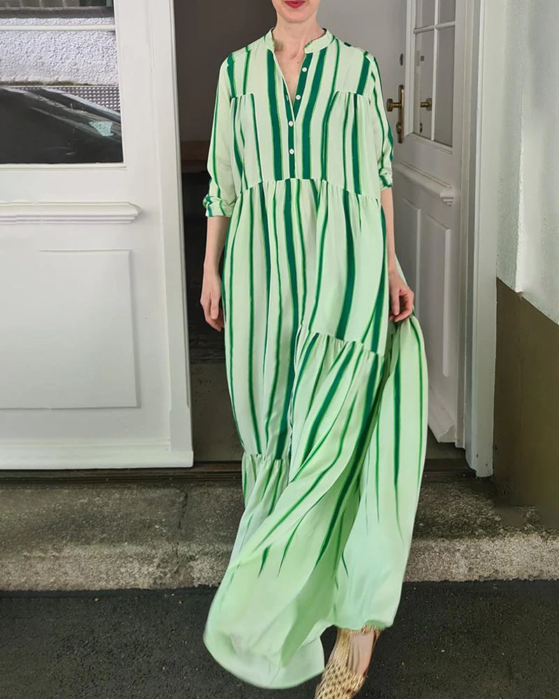 Jayda | Sukienka maxi damska w paski w wiosenno-letnim stylu - Image 4