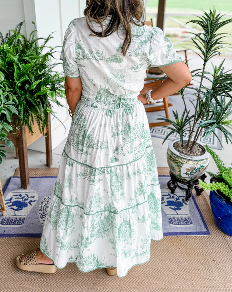 Jillian | Sukienka damska maxi w nadruk toile, elegancka i klasyczna - Image 10