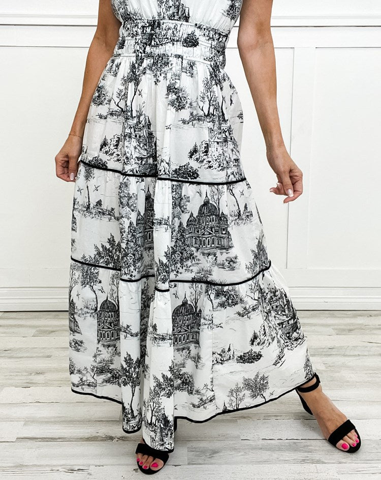 Jillian | Sukienka damska maxi w nadruk toile, elegancka i klasyczna - Image 11