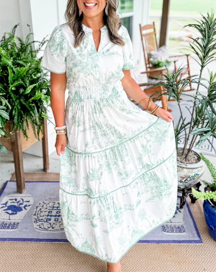 Jillian | Sukienka damska maxi w nadruk toile, elegancka i klasyczna - Image 3
