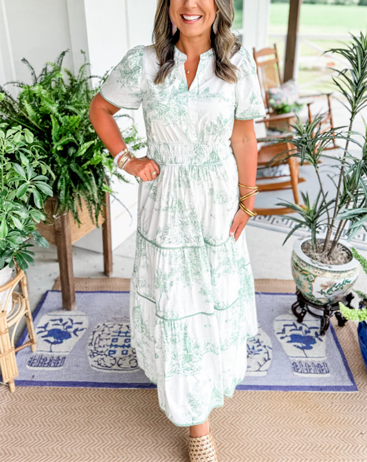 Jillian | Sukienka damska maxi w nadruk toile, elegancka i klasyczna - Image 9