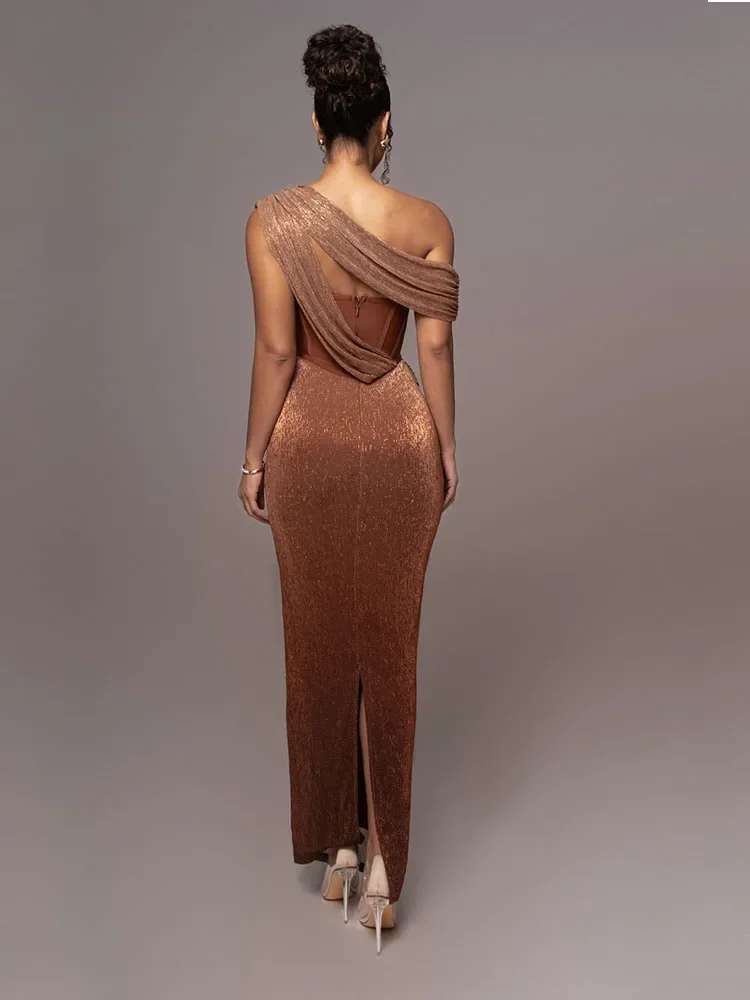 Joanna | Damska wieczorowa sukienka na jedno ramię, elegancki i kobiecy fason - Image 2
