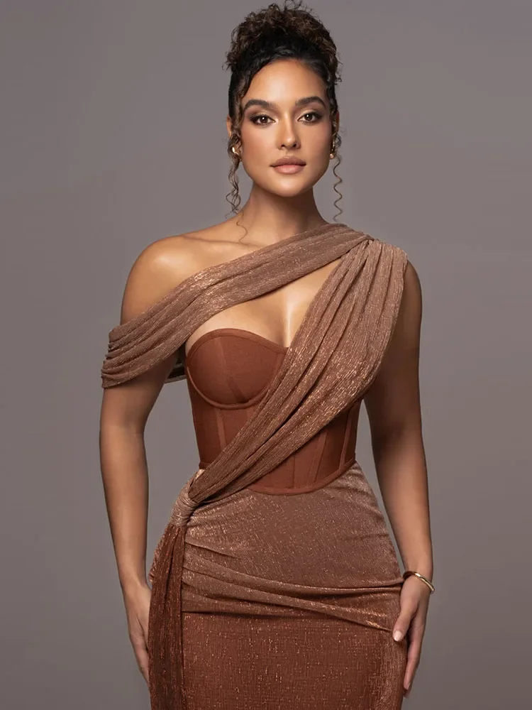 Joanna | Damska wieczorowa sukienka na jedno ramię, elegancki i kobiecy fason - Image 3