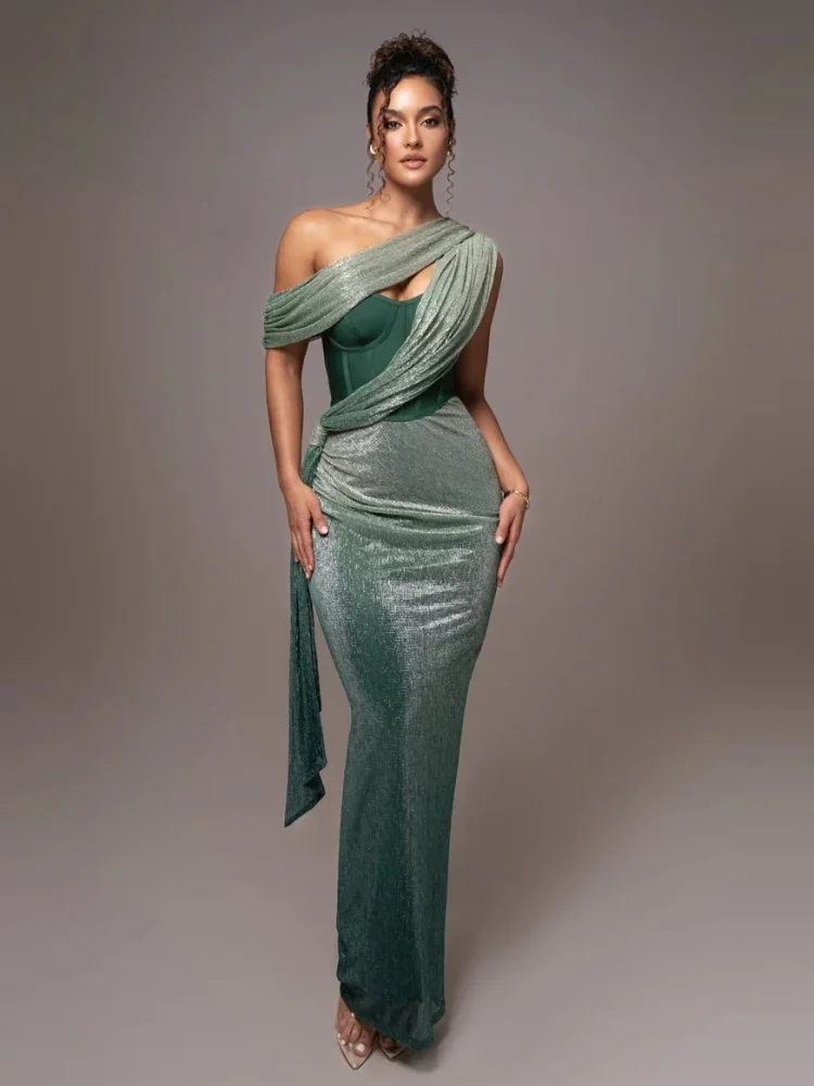 Joanna | Damska wieczorowa sukienka na jedno ramię, elegancki i kobiecy fason - Image 4