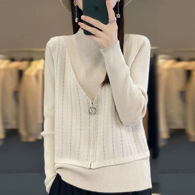 Joanne – sweter z długim rękawem, zamkiem błyskawicznym i okrągłym dekoltem - Image 5
