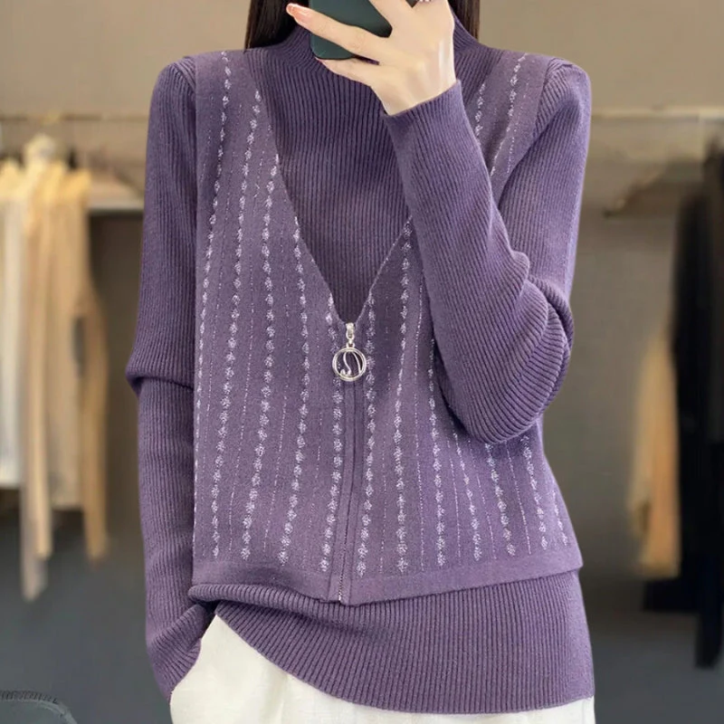 Joanne – sweter z długim rękawem, zamkiem błyskawicznym i okrągłym dekoltem - Image 6