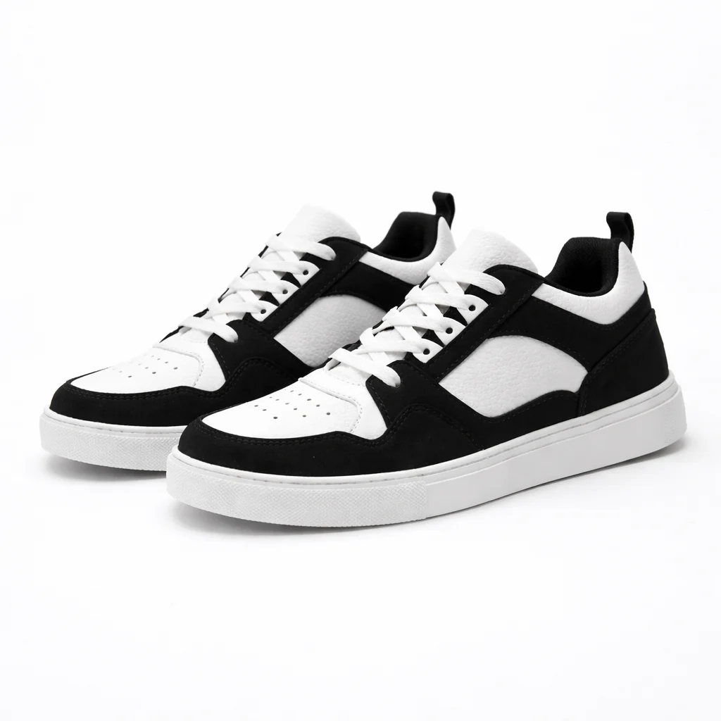 Judith | Damskie sneakersy czarno-białe sznurowane o miejskim - Image 3