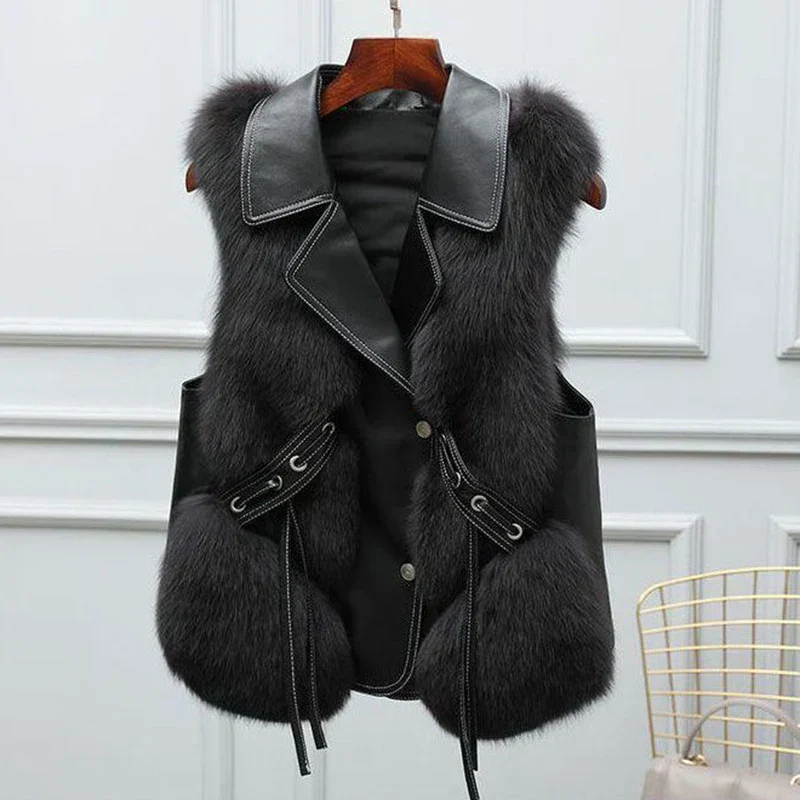 Juliet | Damski żakiet z kontrastową lamówką i skórzanym kołnierzem, elegancki i stylowy fason - Image 7