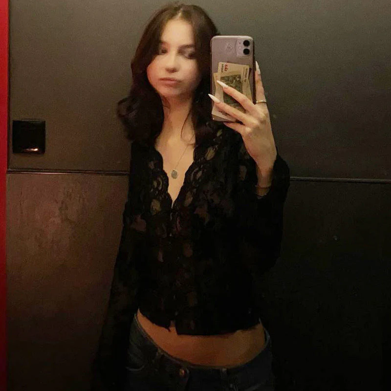 Karen | Damski top z siateczki z koronką i panterkowym wzorem, modny elegancki - Image 11