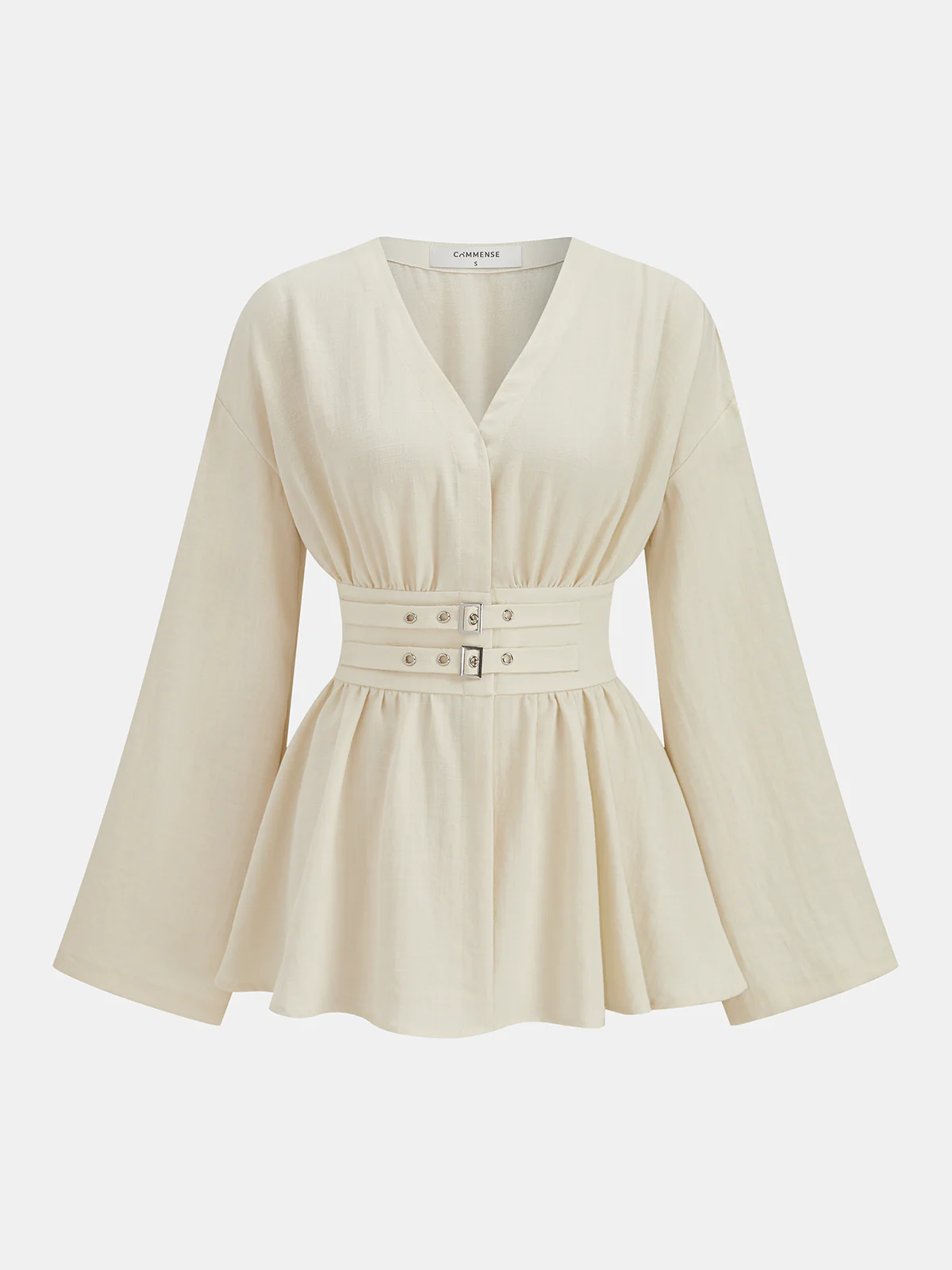 Karlene | Bluzka peplum z domieszką bawełny z podwójną klamrą - Image 2