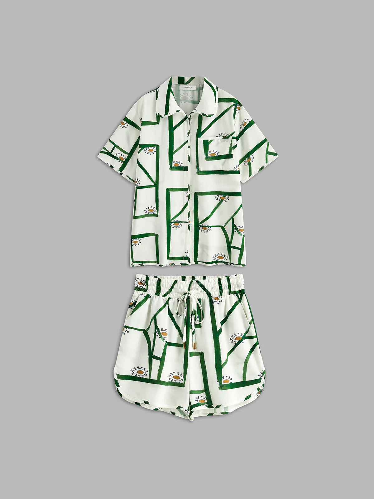 Karlie | Komplet damski z szortami w print, regulacja na troczek, casualowy fason - Image 5