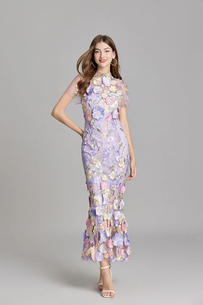 Kathryn | Sukienka damska maxi przezroczysta z delikatnym haftem - Image 11