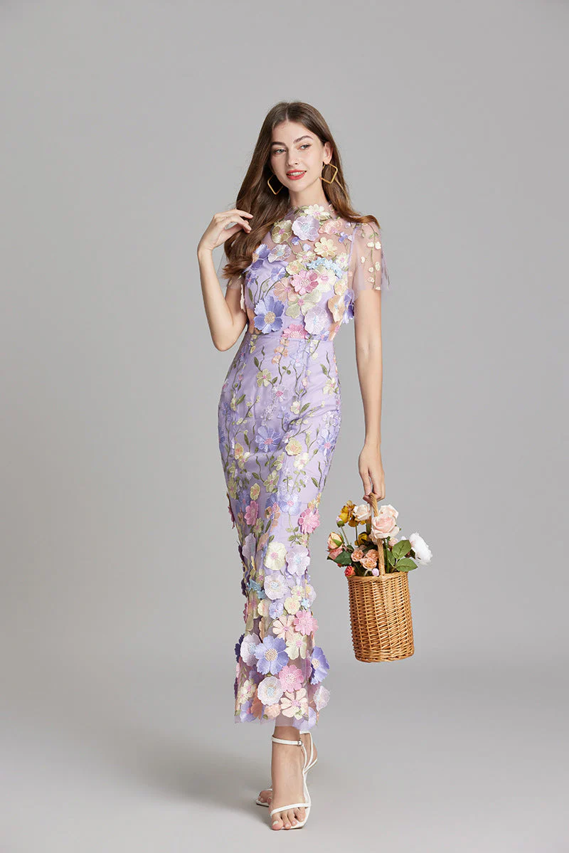 Kathryn | Sukienka damska maxi przezroczysta z delikatnym haftem - Image 12
