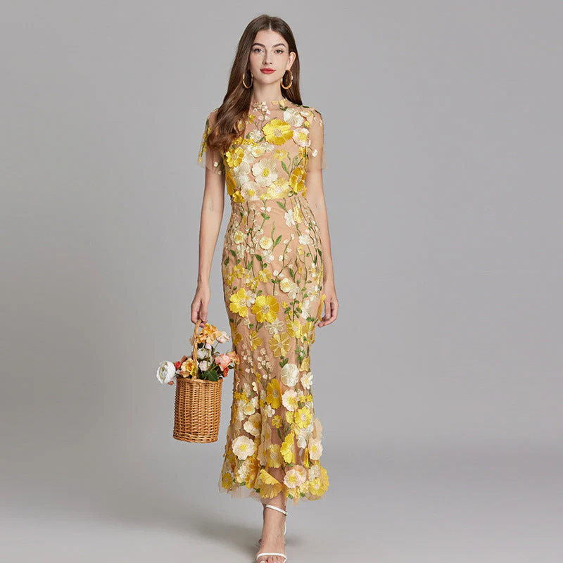 Kathryn | Sukienka damska maxi przezroczysta z delikatnym haftem - Image 16