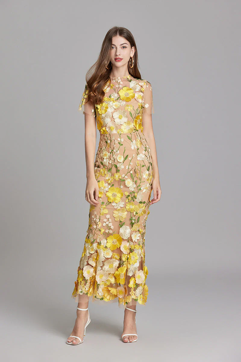 Kathryn | Sukienka damska maxi przezroczysta z delikatnym haftem - Image 19