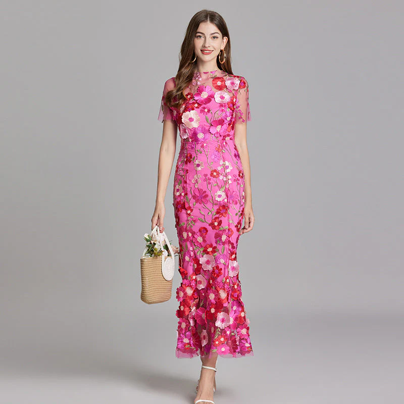 Kathryn | Sukienka damska maxi przezroczysta z delikatnym haftem - Image 3