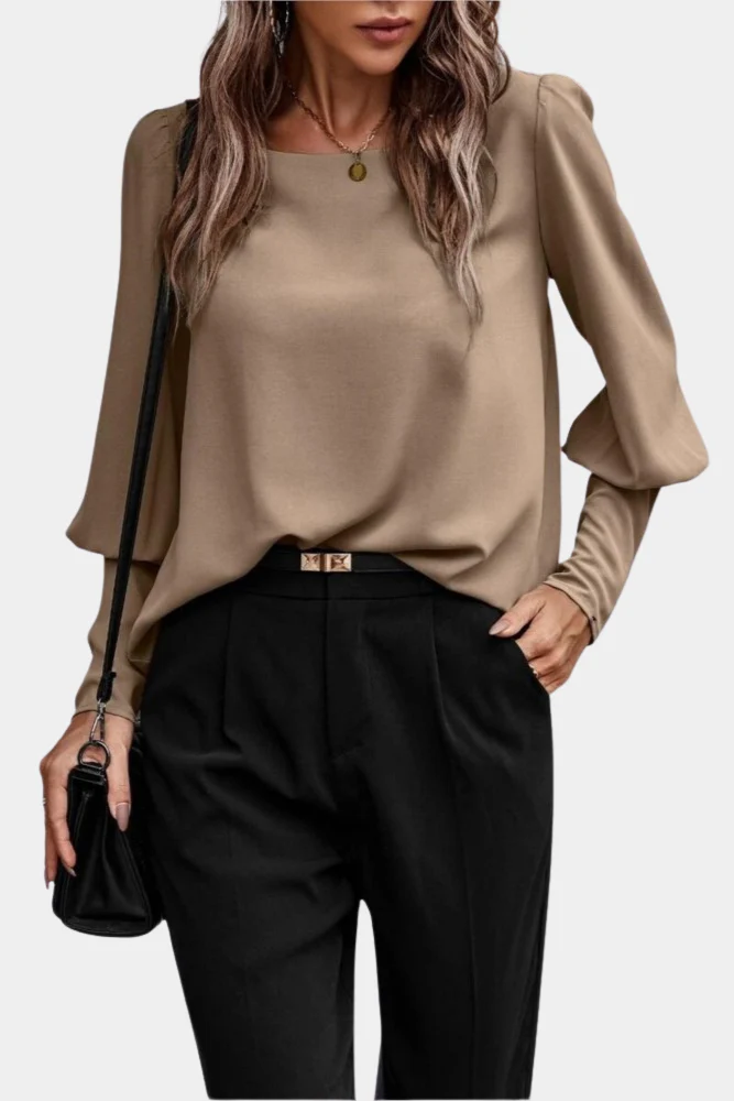 Kelsey | Damska bluzka casual elegancka z długim rękawem i ozdobnymi guzikami - Image 3