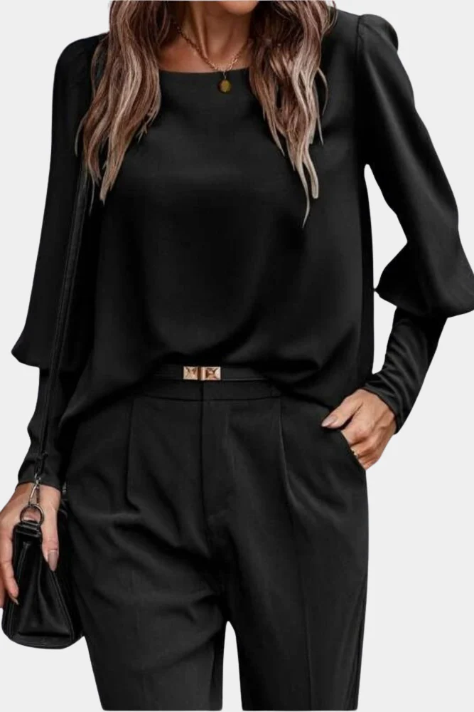 Kelsey | Damska bluzka casual elegancka z długim rękawem i ozdobnymi guzikami - Image 5