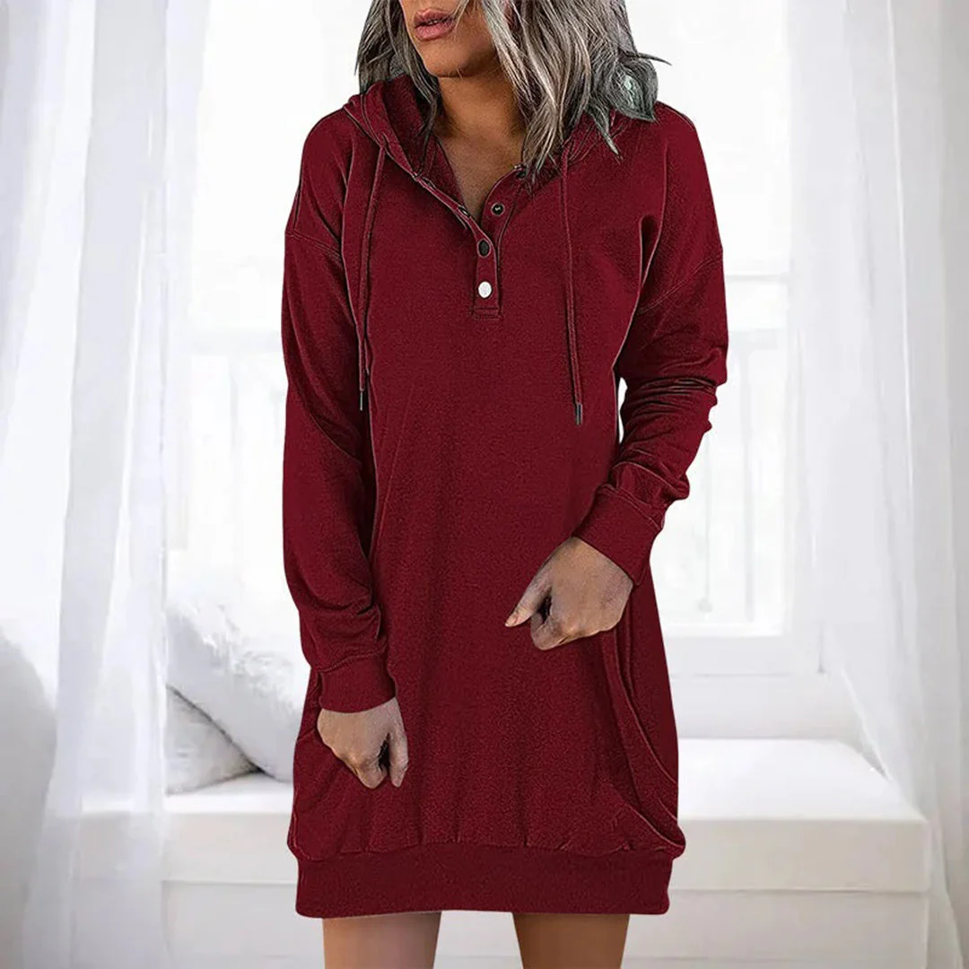 Kinga | Wygodna damska hoodie w jednolitym kolorze, minimalistyczny i nowoczesny fason - Image 2