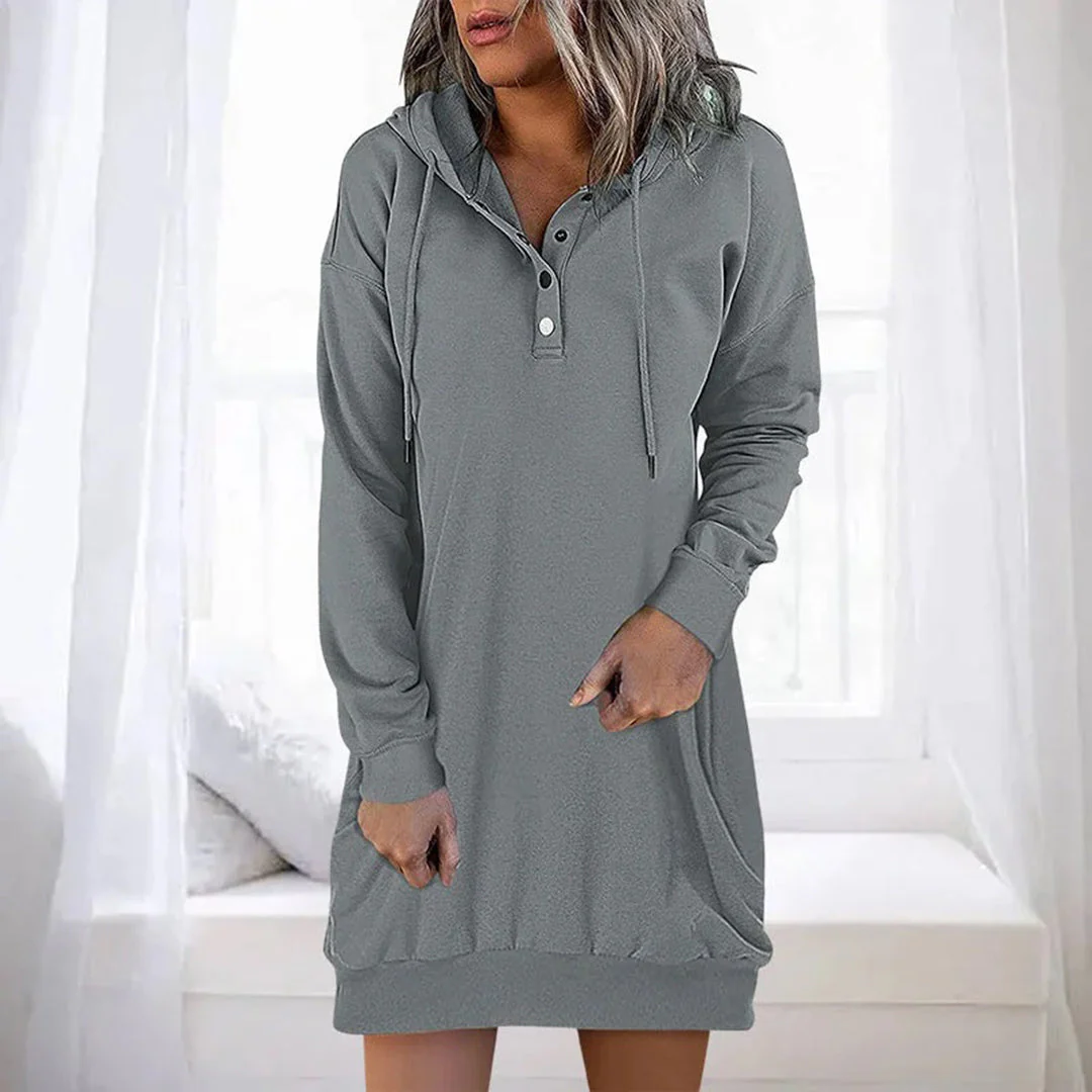 Kinga | Wygodna damska hoodie w jednolitym kolorze, minimalistyczny i nowoczesny fason - Image 3