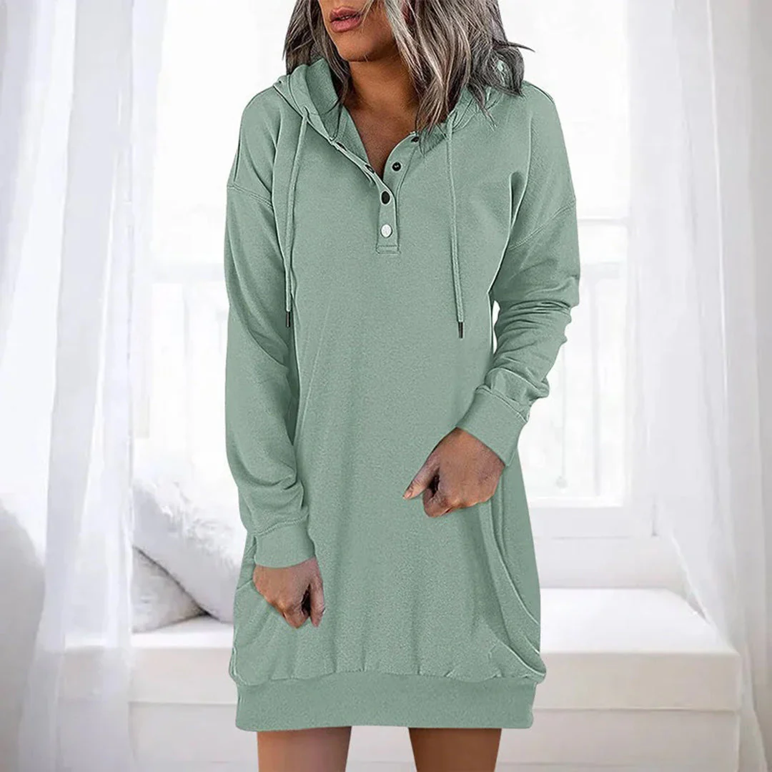 Kinga | Wygodna damska hoodie w jednolitym kolorze, minimalistyczny i nowoczesny fason - Image 4