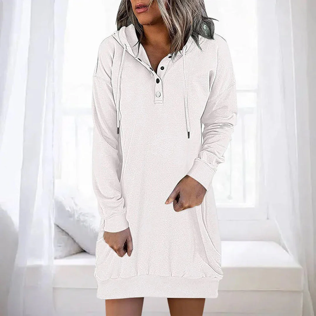 Kinga | Wygodna damska hoodie w jednolitym kolorze, minimalistyczny i nowoczesny fason - Image 6