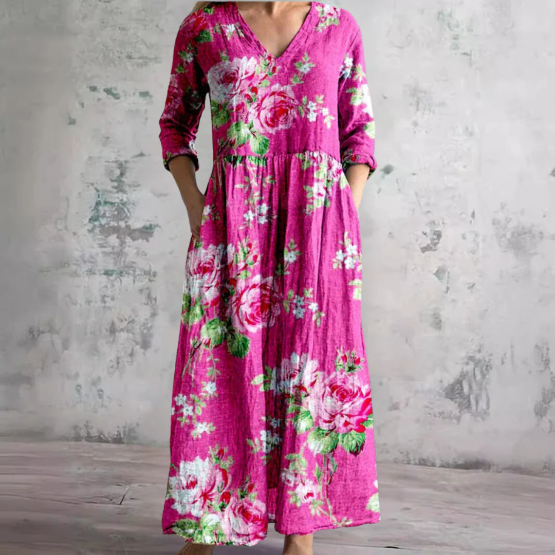 Kirsteen | Sukienka damska maxi z dekoltem V, elegancka i zwiewna - Image 2