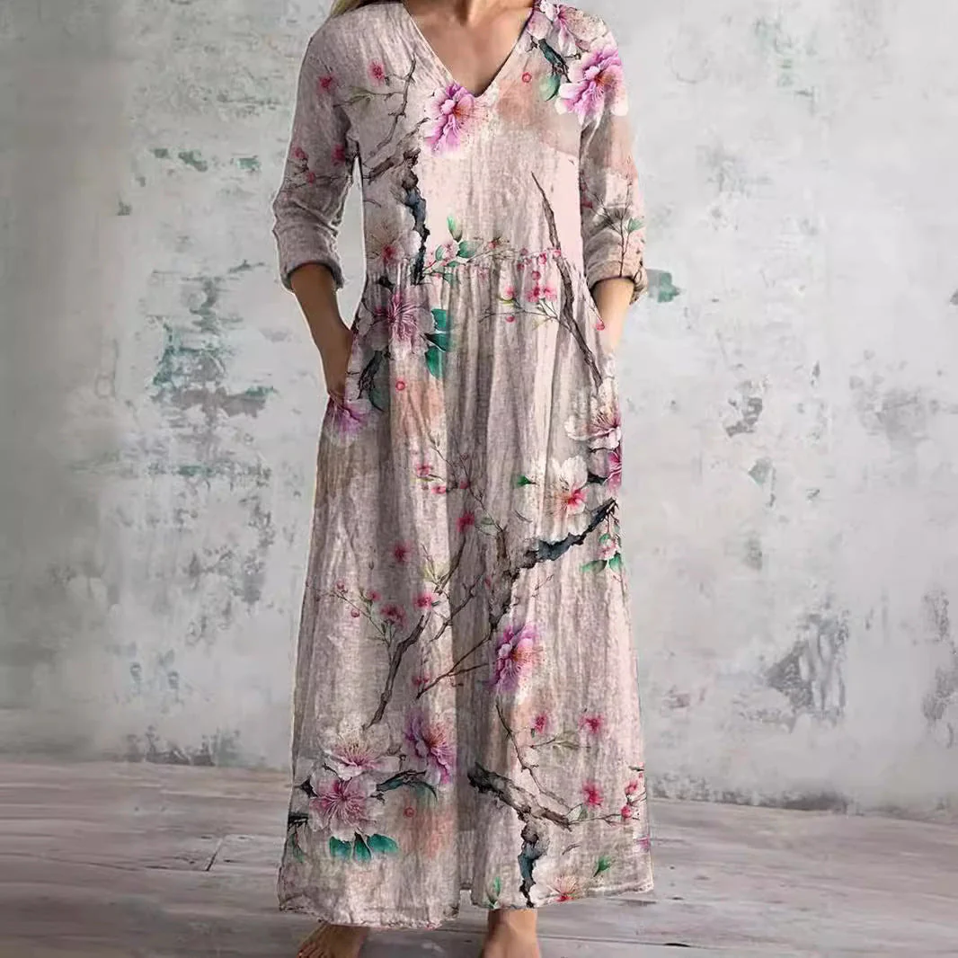 Kirsteen | Sukienka damska maxi z dekoltem V, elegancka i zwiewna - Image 4