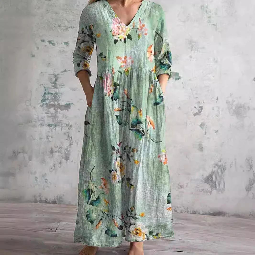 Kirsteen | Sukienka damska maxi z dekoltem V, elegancka i zwiewna - Image 5