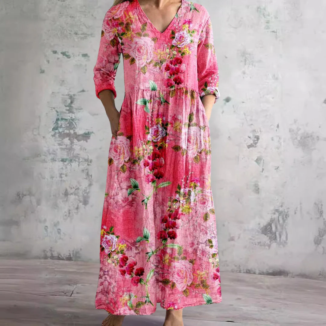 Kirsteen | Sukienka damska maxi z dekoltem V, elegancka i zwiewna - Image 6