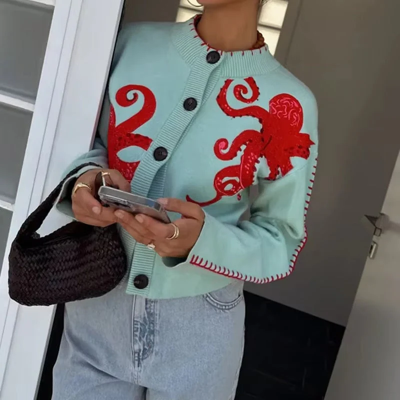 Kirstin | Kardigan damski z długim rękawem, dekolt okrągły - Image 3