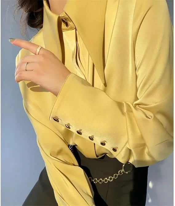 Lauren | Elegancki top damski z satyny z długimi rękawami - Image 3