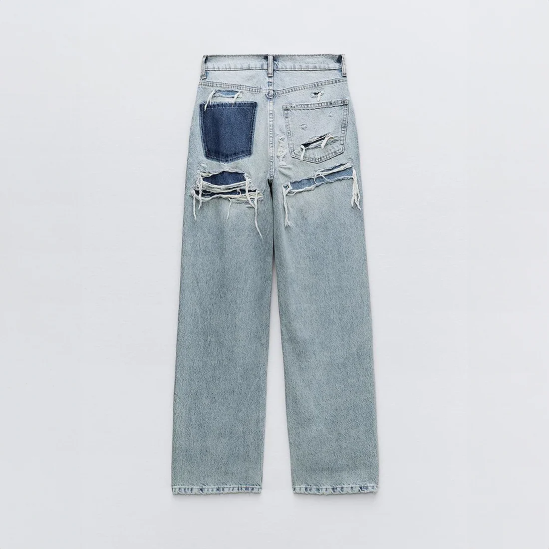 Lauren | jeansy damskie vintage z przetarciami i patchworkowym detalem - Image 6