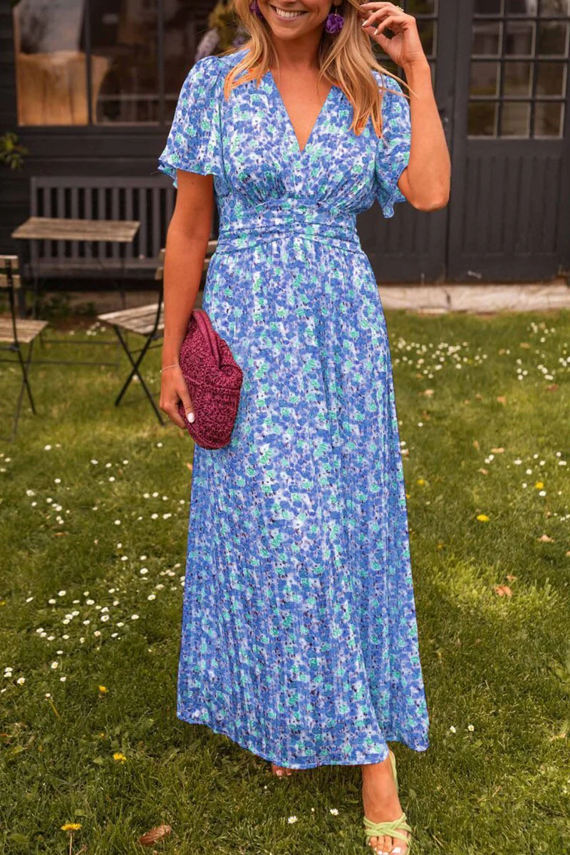 Leanne | Sukienka maxi w kwiatowy wzór z dekoltem w szpic, lekki - Image 2