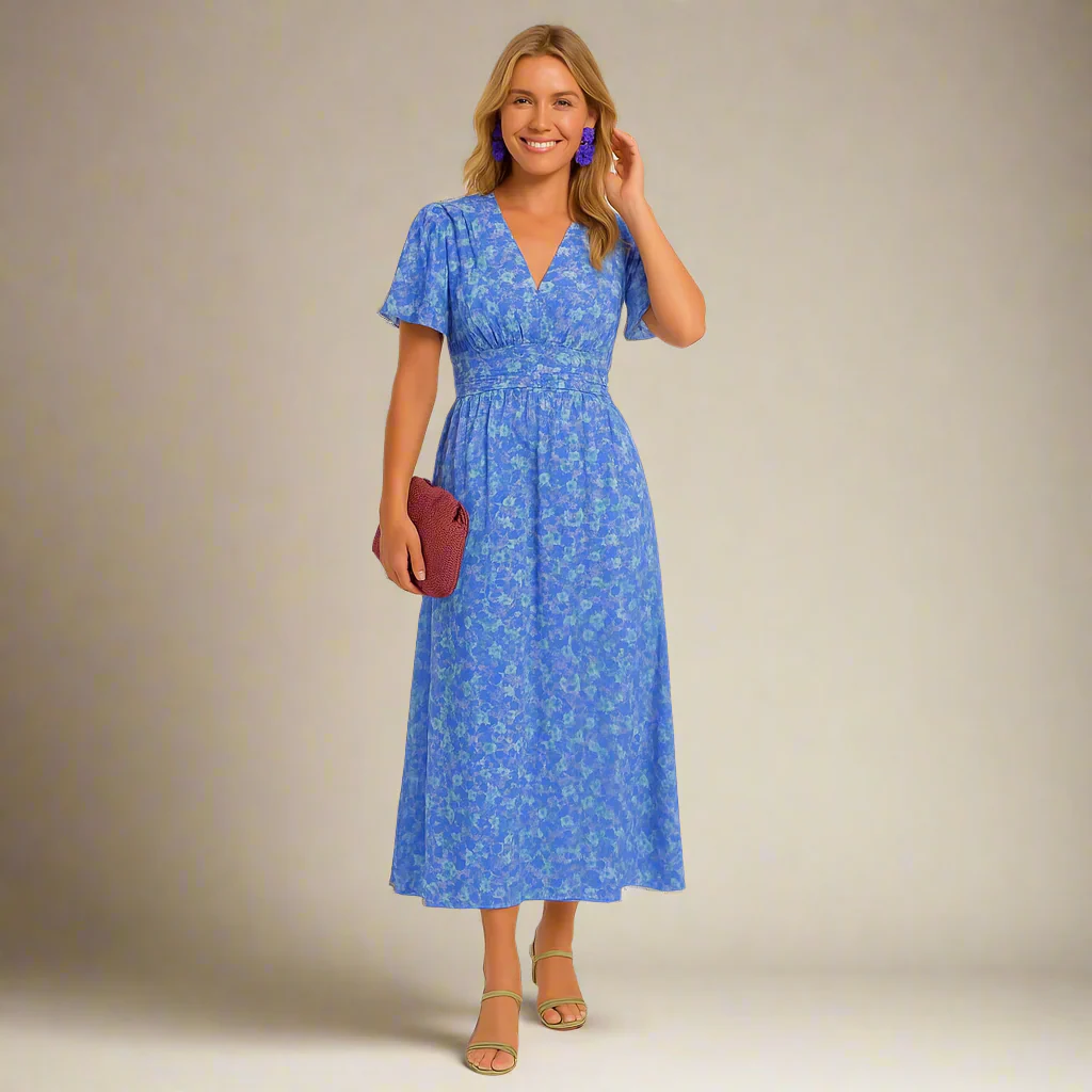 Leanne | Sukienka maxi w kwiatowy wzór z dekoltem w szpic, lekki - Image 3