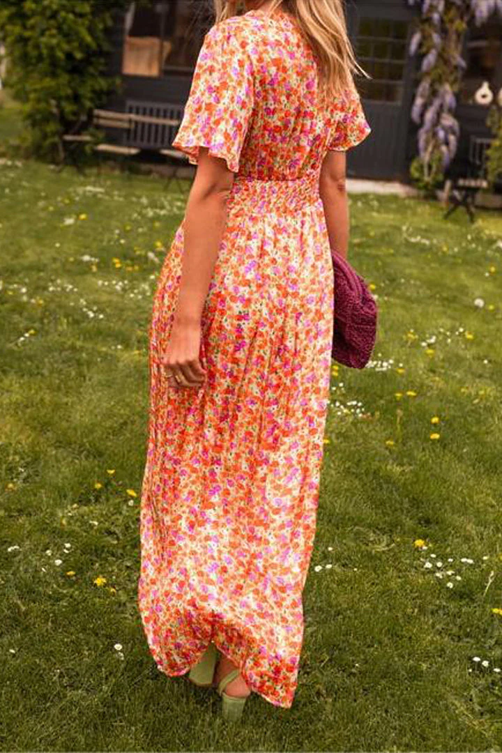 Leanne | Sukienka maxi w kwiatowy wzór z dekoltem w szpic, lekki - Image 5