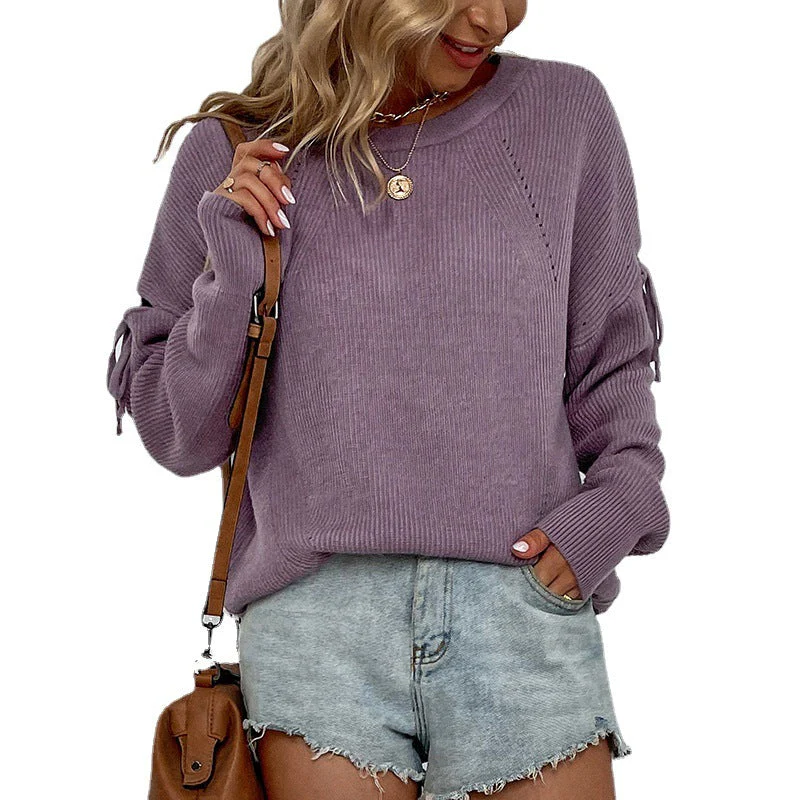 Leila – Stylowy, elegancki damski sweter z dzianiny z kokardkami - Image 6