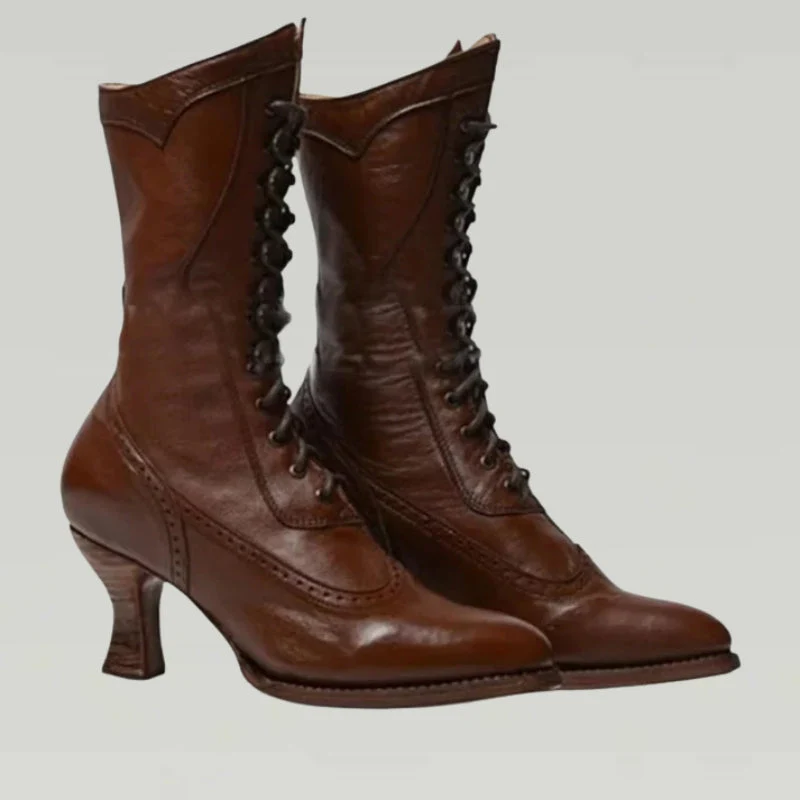 Lisa | Botki damskie na wysokim obcasie, szpiczasty nosek, wiązane, elegancki i modny fason - Image 4